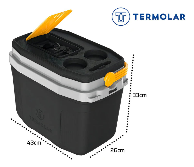 Caixa Termica Suv Cooler Com Alça 20 Litros Praia Pesca Camping Cor Preto E Amarelo Termolar